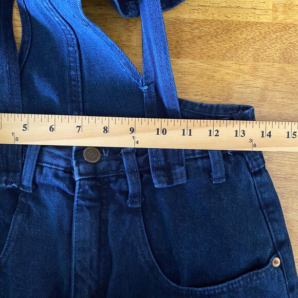 L.e.i Women's Vintage Y2K‎ 90's Suspender Overalls Cutoff Denim Romper - Picture 8 of 11